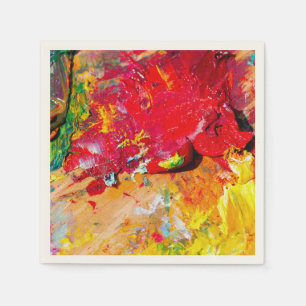 Serviette En Papier Abstrait De Palette Artiste Colorée