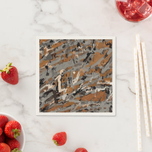 Serviette En Papier Abstrait gris, noir et caramel