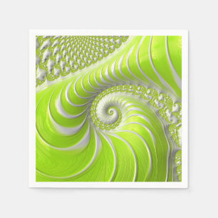 Serviette En Papier Abstrait Moderne Lime Green Spiral Fractal