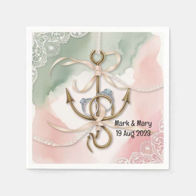 Serviette En Papier Accompagné sur vous les amateurs de pêche Mariage  (Devant)