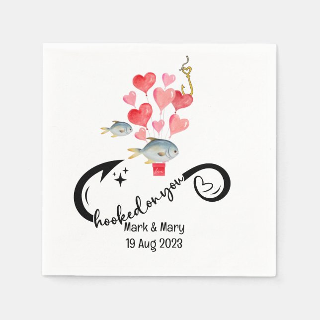 Serviette En Papier Accompagné sur vous les amateurs de pêche Mariage  (Devant)