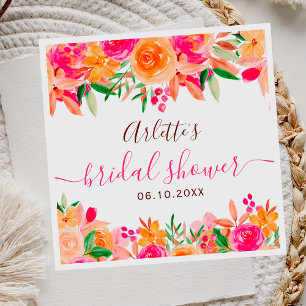 Serviette En Papier Accueil de la douche de mariage à l'aquarelle flor