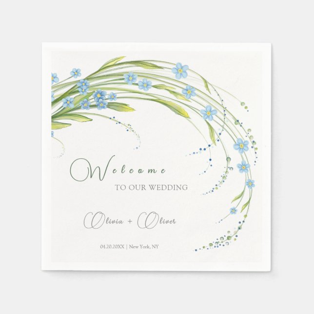 Serviette En Papier Accueil de l'Oublier-Me-Pas-Mariage (Devant)