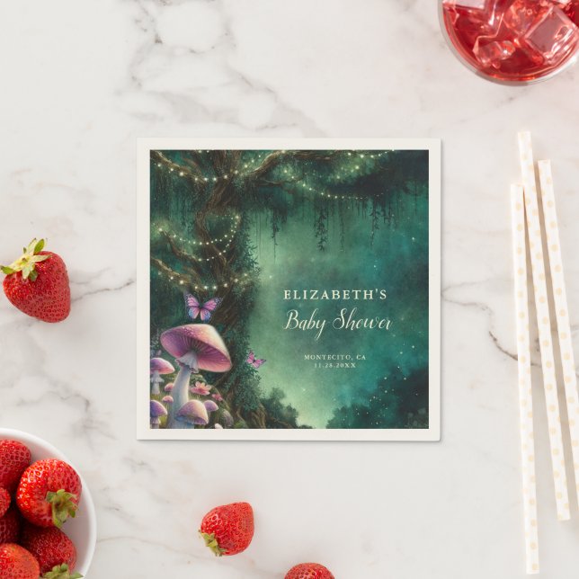 Serviette En Papier Accueil du Baby shower des champignons forestiers  (En situation)