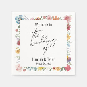 Serviette En Papier Accueil du Fleur sauvage de prairie aquarelle mult