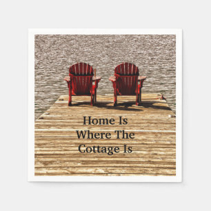 Serviette En Papier Accueil Est Où Le Cottage Est Red Adirondack Chais