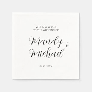 Serviette En Papier Accueil minimaliste Mariage de calligraphie modern