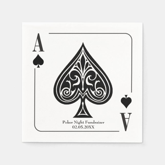 Serviette En Papier Ace de pique Jouer Carte, Poker, Casino Nuit (Devant)
