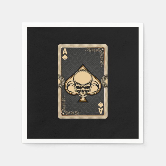 Serviette En Papier Ace Spades Cartes de Crâne Poker Casino Joueur Gam (Devant)