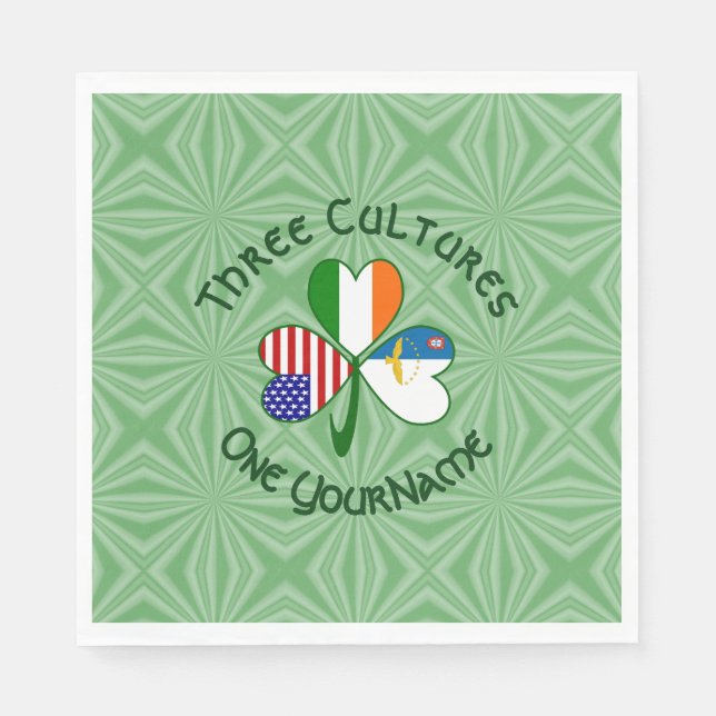 Serviette En Papier Açores Irlande USA drapeaux Shamrock personnalisé (Devant)