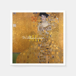 Serviette En Papier Adele, Lady in Gold de Gustav Klimt, Monogrammé