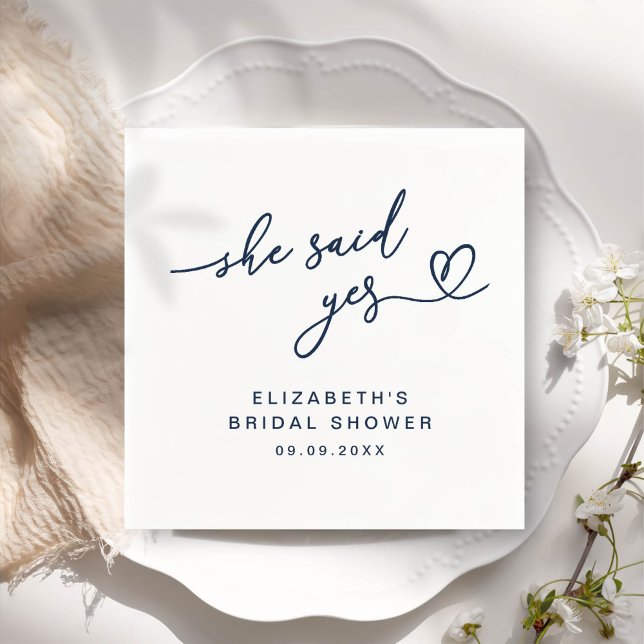 Serviette En Papier ADELLA Moderne Minimale Elle A Dit Oui Fête des ma (Créateur téléchargé)