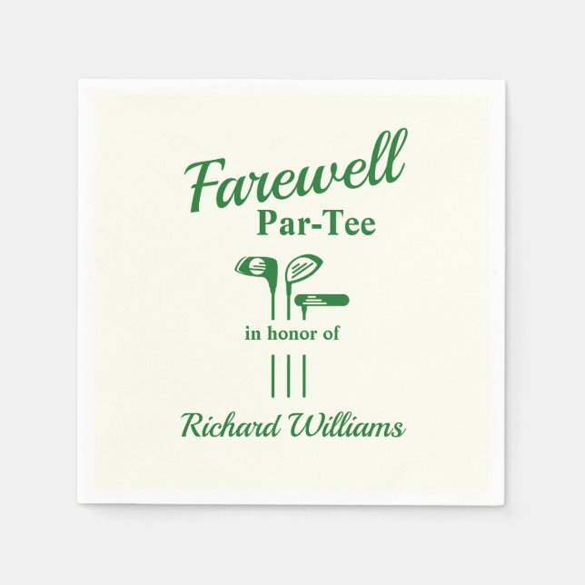 Serviette En Papier Adieu Retraite Golf Clubs Theme Par Tee (Devant)