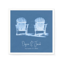 Adirondack Beach Chaises Azure Blue White Mariage