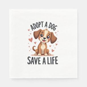 Serviette En Papier Adopter un chien sauve une vie Vintage chiot migno