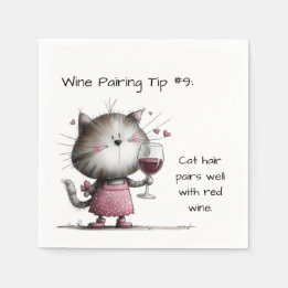 Serviette En Papier Adorable Cat With WinePaper Napkin