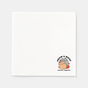 Serviette En Papier Adorable chat et chien Hug - Meow & Woof Design