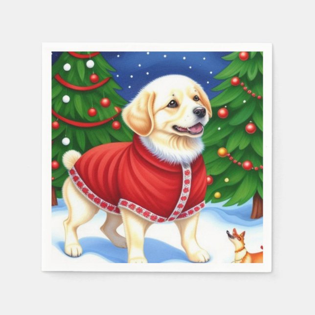 Serviette En Papier Adorable chien de vacances décoratif (Devant)