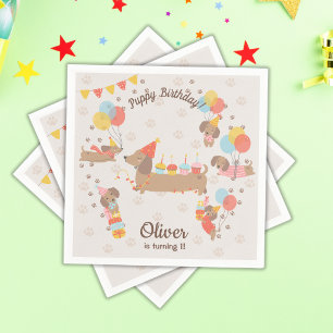 Serviette En Papier Adorable Chiot Anniversaire Pawty