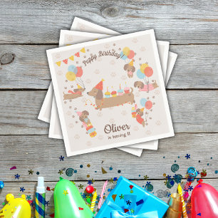 Serviette En Papier Adorable Chiot Anniversaire Pawty