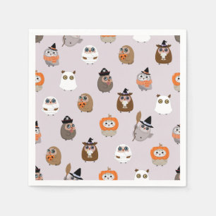 Serviette En Papier Adorable Chouette d'Halloween Motif