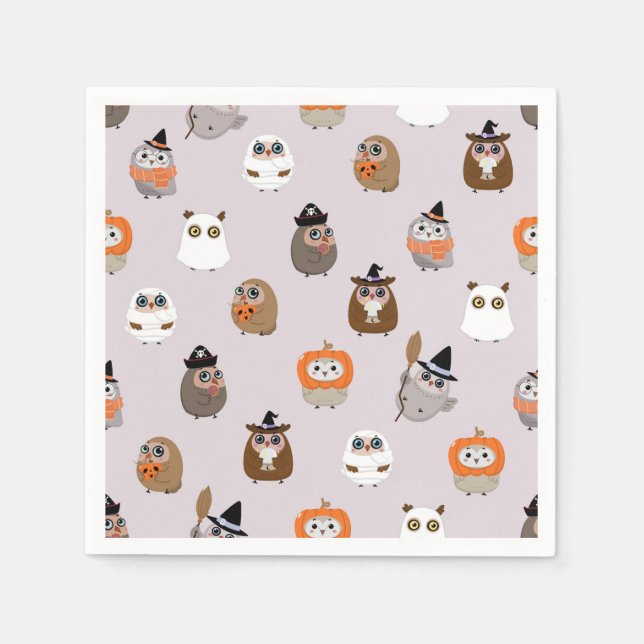 Serviette En Papier Adorable Chouette d'Halloween Motif (Devant)