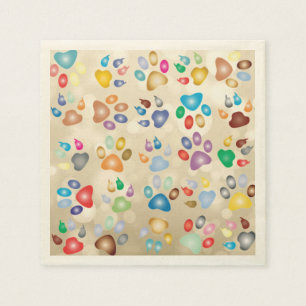 Serviette En Papier Adorable Empreintes de pattes de chien coloré, Bok