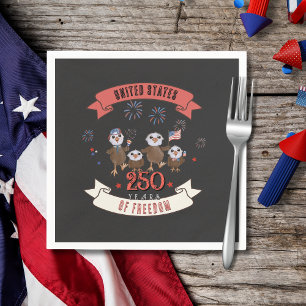 Serviette En Papier Adorable États-Unis 250 Ans de Liberté Famille d'A