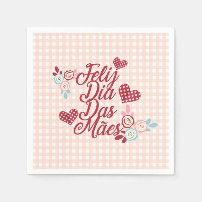 Serviette En Papier Adorable Feliz Dia Das Mães | Serviette de table (Devant)