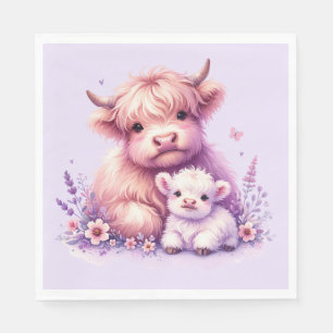 Serviette En Papier Adorable Floral Highland Baby shower de vache