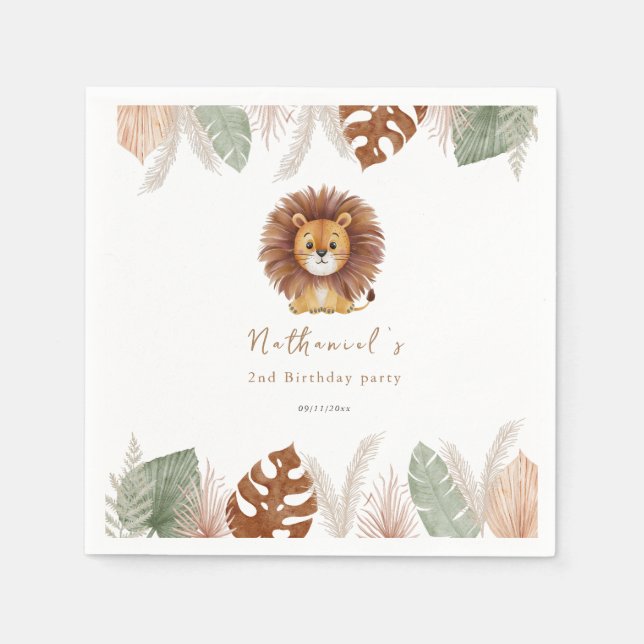 Serviette En Papier Adorable Fluffy Lion Birthday (Devant)