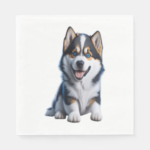 Serviette En Papier Adorable HD Alaskan Malamute Portrait Chiot - Embr
