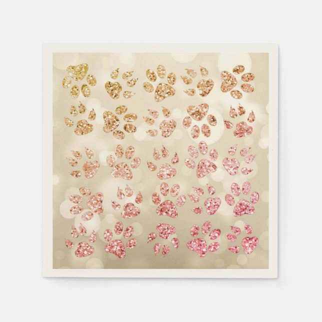 Serviette En Papier Adorable Parties scintillant Chien Empreintes de p (Devant)