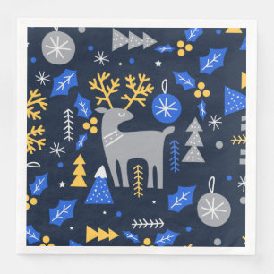 Serviette En Papier Adorables Noël style scandinave Bleu