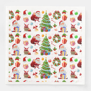 Serviette En Papier Adorables Père Noël Et Éléments De Noël
