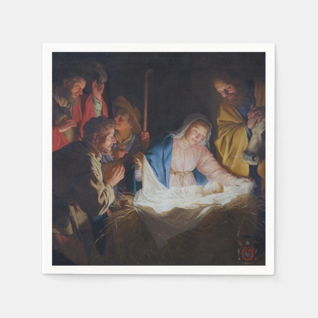Serviette En Papier Adoration des bergers - Honthorst - Noël (Devant)