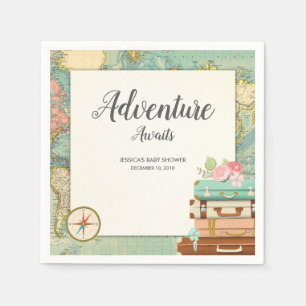 Serviette En Papier Adventure Await Baby shower Papier Napkin Voyage