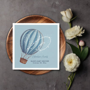 Serviette En Papier Adventure Await Blue Hot Air Balloon Baby shower