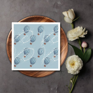 Serviette En Papier Adventure Await Blue Hot Air Balloon Baby shower