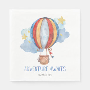 Serviette En Papier Adventure Await Hot Air Balloon Nursery Baby Kids