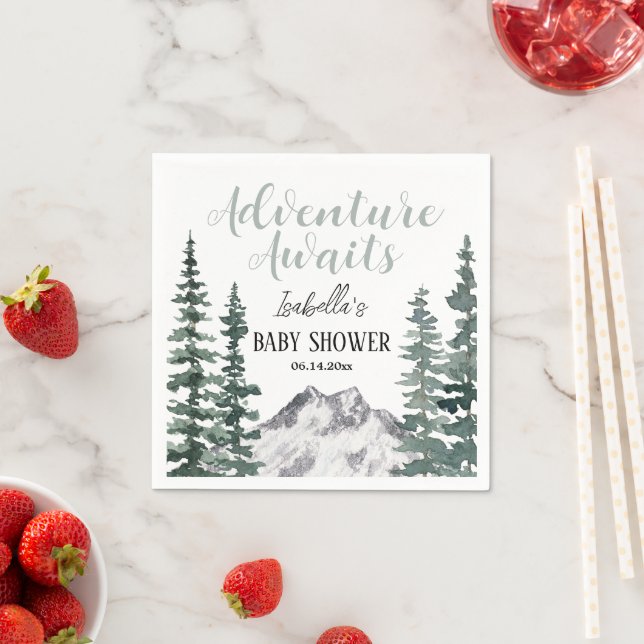 Serviette En Papier Adventure Await Rustic Mountains Baby shower (En situation)