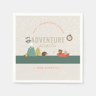 Serviette En Papier Adventure Await Woodland Girl Baby shower rose