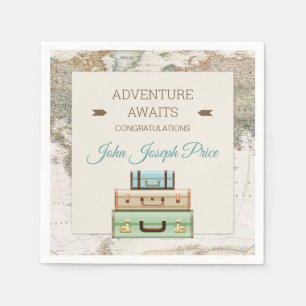 Serviette En Papier Adventure Await World Travel Map Moderne