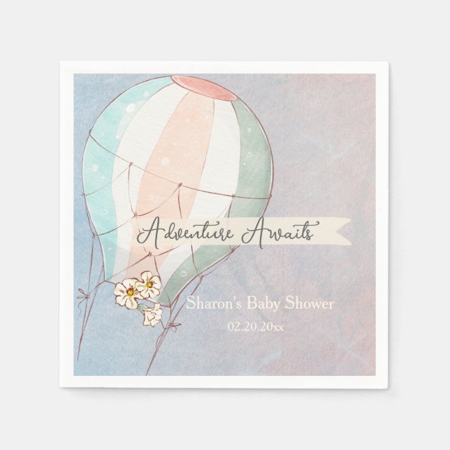 Serviette En Papier Adventure Awaits Hot Air Balloon (Devant)