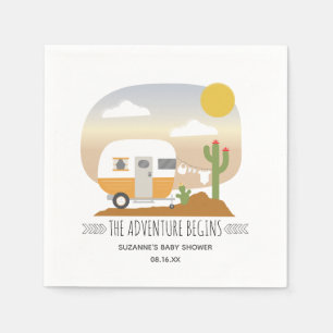 Serviette En Papier Adventure Orange Camper Clothesline Baby shower