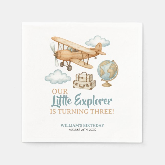 Serviette En Papier Adventure Travel Little Explorer Anniversaire (Devant)