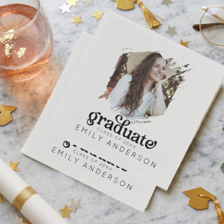 Serviette En Papier Aesthetic Grad Party Custom Photo Graduation
