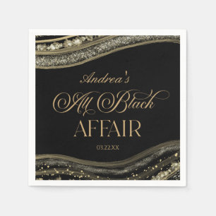 Serviette En Papier Affaire Tout en Noir Anniversaire Black Gold Agate