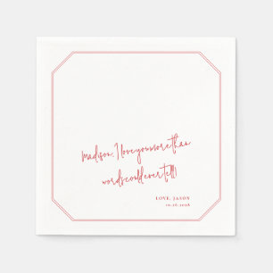 Serviette En Papier Affichage Mariage de style manuscrit de note d'amo