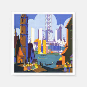 Serviette En Papier Affiche 1934 de voyage d'Exposition universelle de